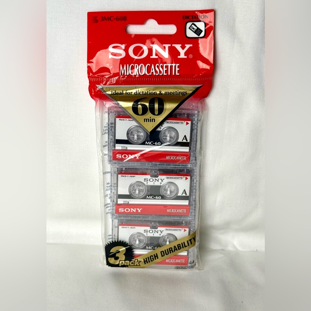 Sony Mc-60 Mc60 Microcassette Blank Cassette Tape Disc 60 Min 3 Pcs Tapes